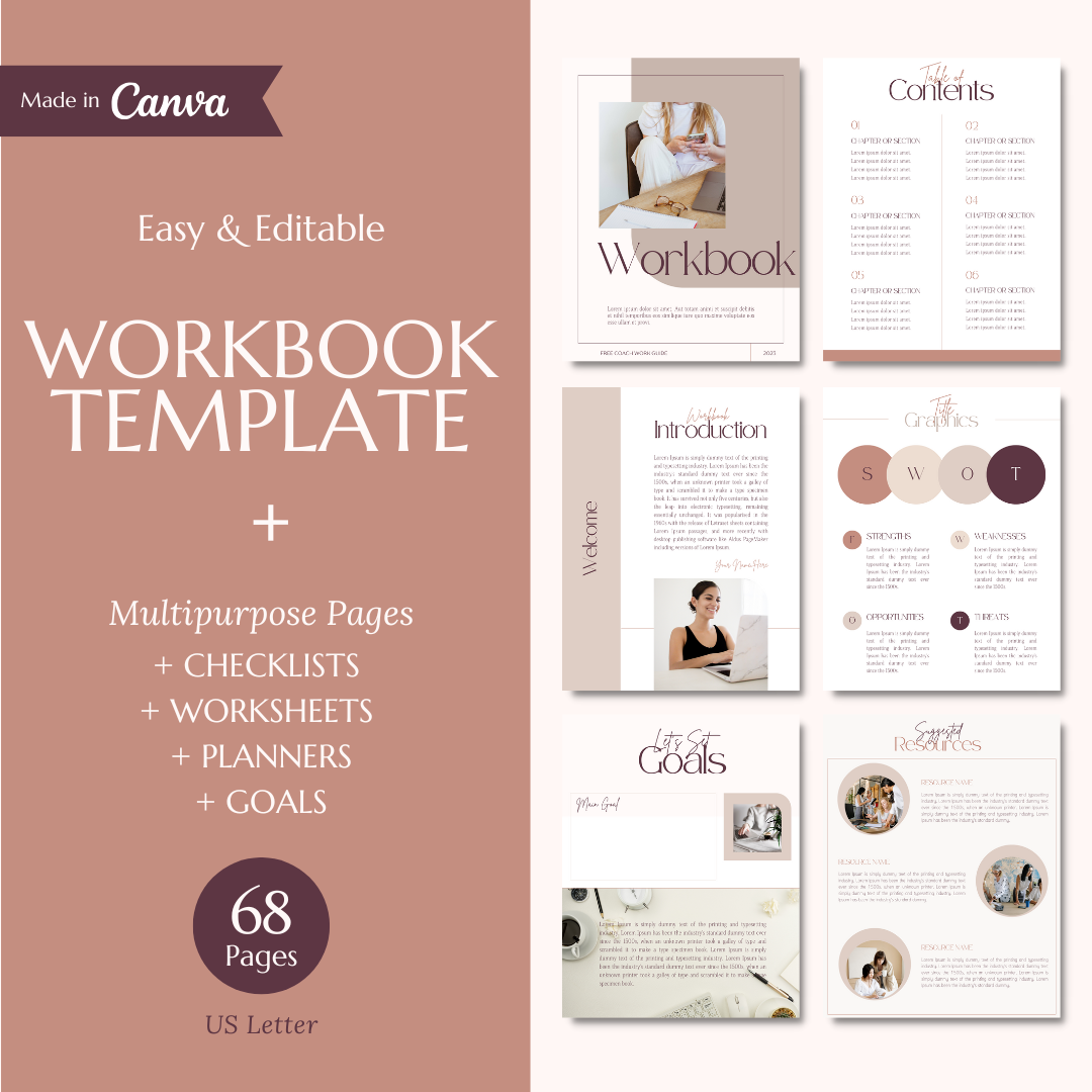 Workbook, Lead Magnet, Course, Checklist, Worksheets, Planners, Goals Setting Templates