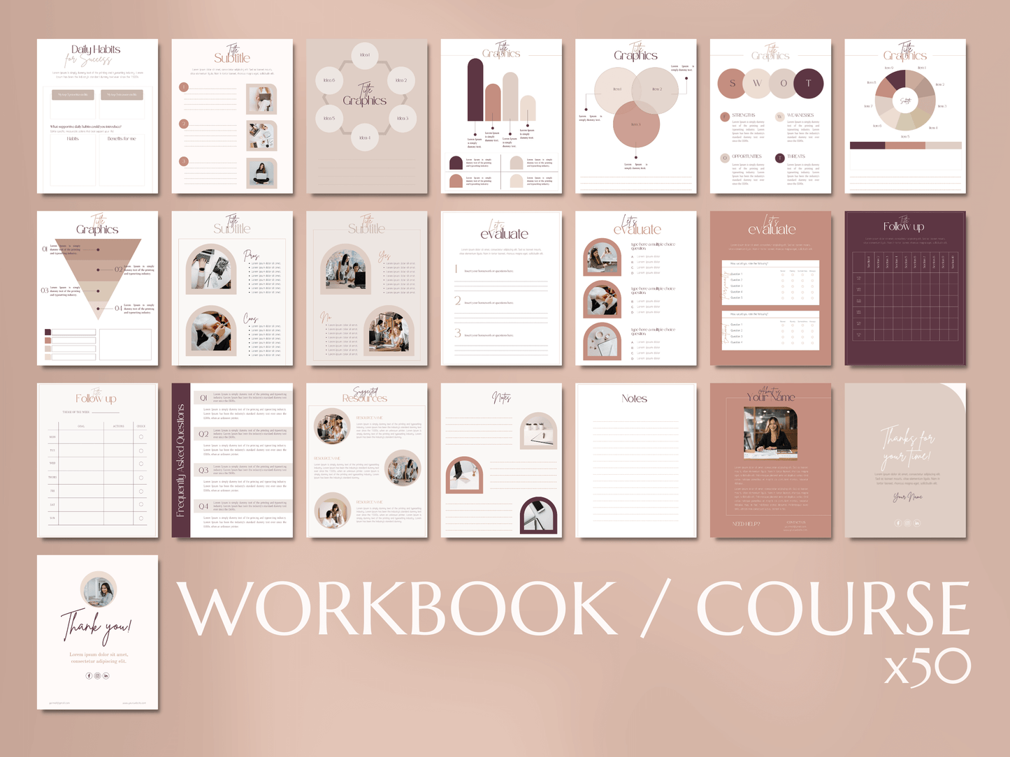 Workbook, Lead Magnet, Course, Checklist, Worksheets, Planners, Goals Setting Templates