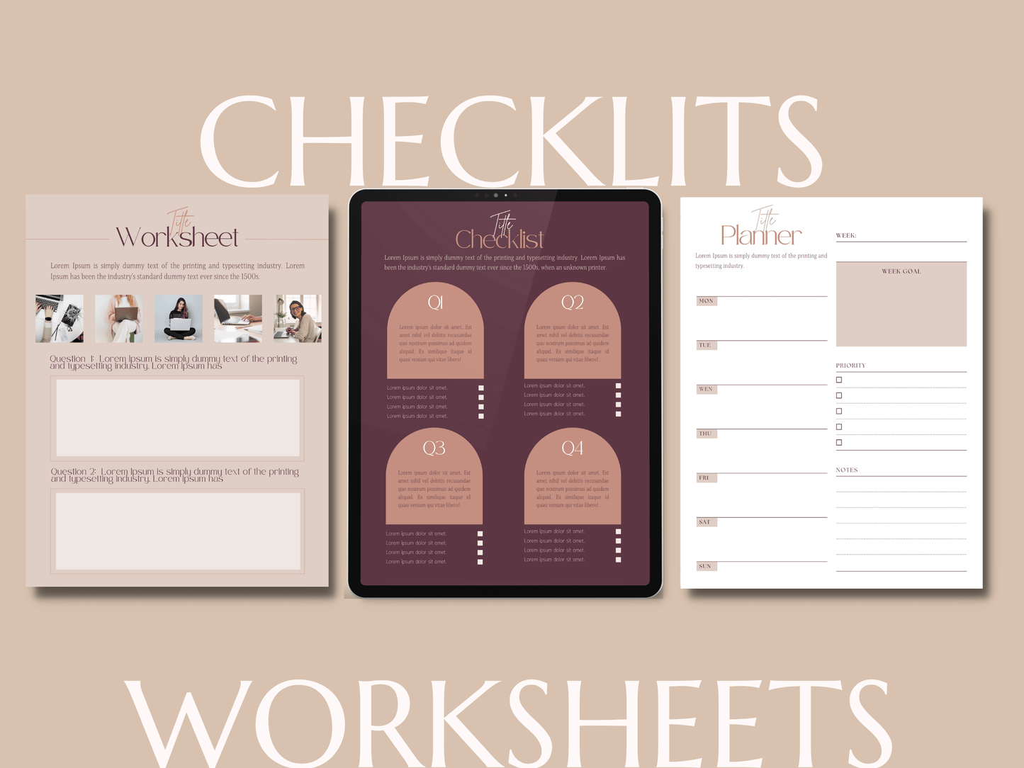 Workbook, Lead Magnet, Course, Checklist, Worksheets, Planners, Goals Setting Templates