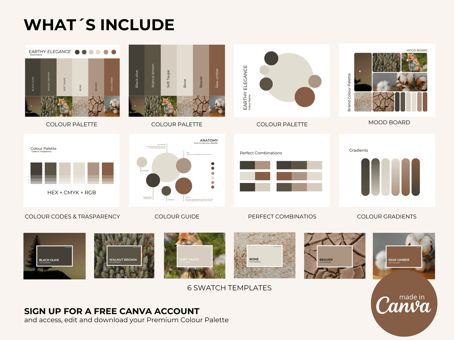 Earthy Elegance | Editable Canva Color Palette for Organic Brands