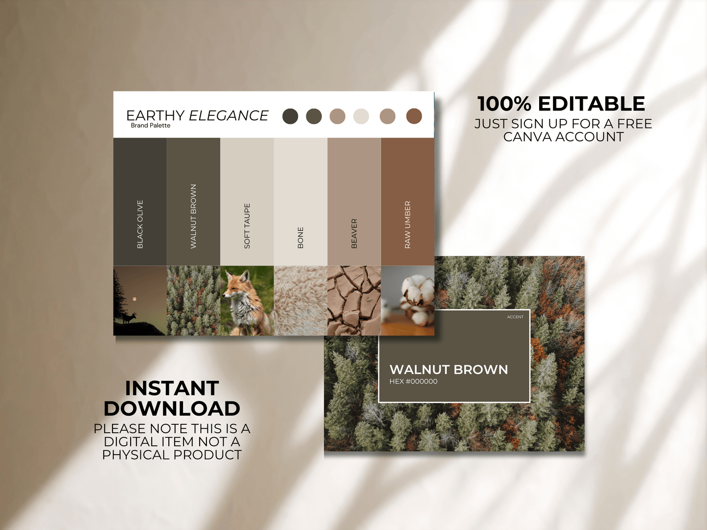 Earthy Elegance | Editable Canva Color Palette for Organic Brands