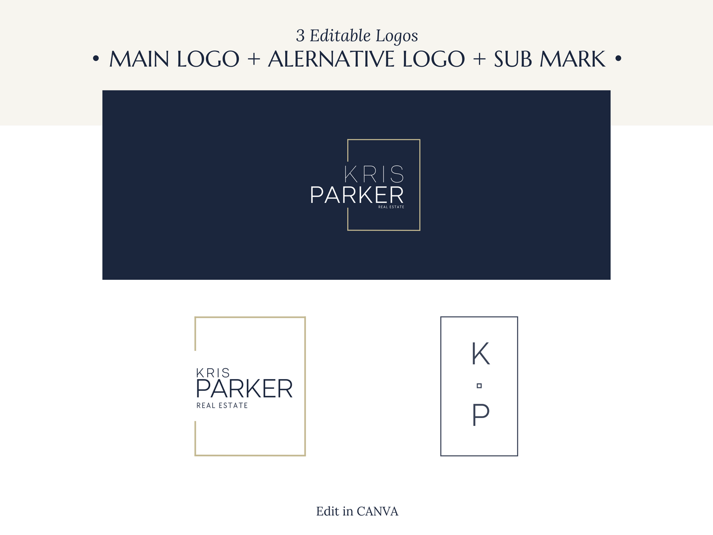 KRIS | REAL ESTATE - REALTOR - EXPERT | DYI Personal Branding Kit | Canva Templates - Logos, Brand Board, Business Card, Email Signature, Social Media Kit