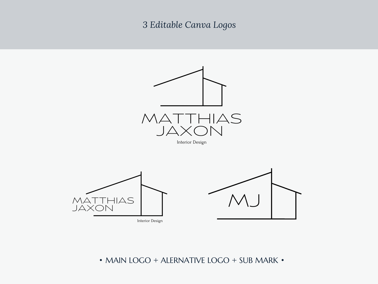 MATTHIAS | Architect & Interior Designer Logo Kit | DIY Black & White Canva Template, Modern Branding