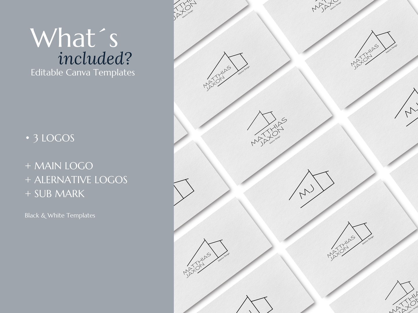 MATTHIAS | Architect & Interior Designer Logo Kit | DIY Black & White Canva Template, Modern Branding