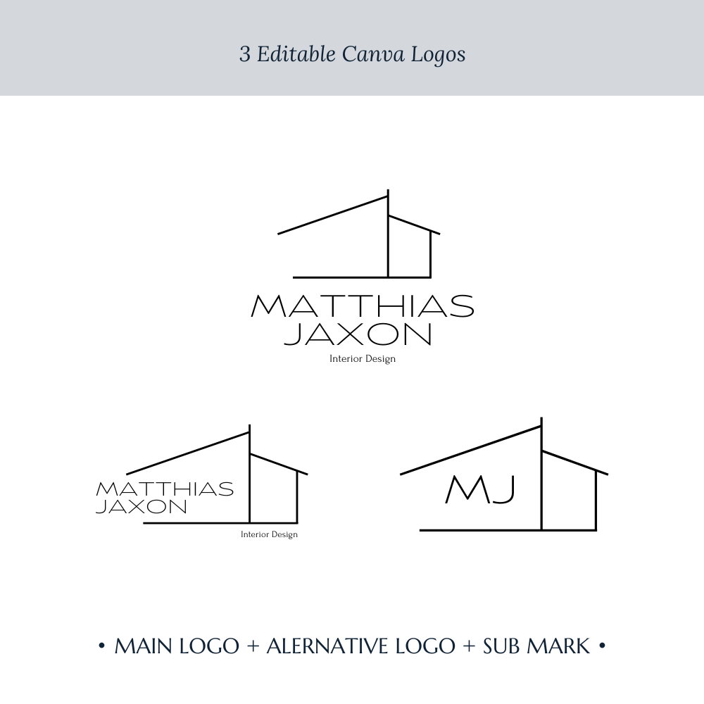 MATTHIAS | Architect & Interior Designer Logo Kit | DIY Black & White Canva Template, Modern Branding