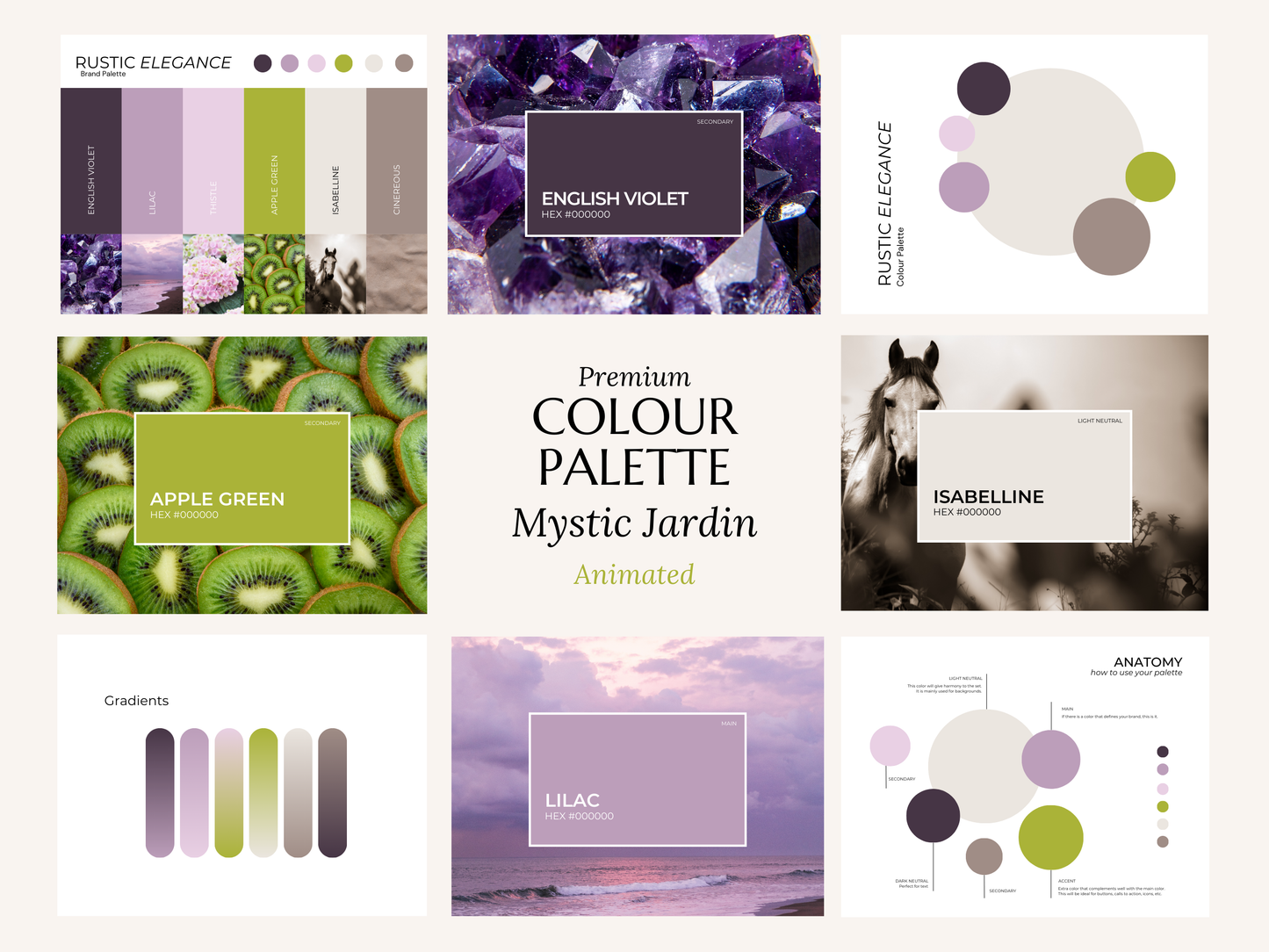 Mystic Jardin | Premium Brand Palette | Editable Canva Colour Palette with Hex Codes | Purple + Brown Business Branding Kit