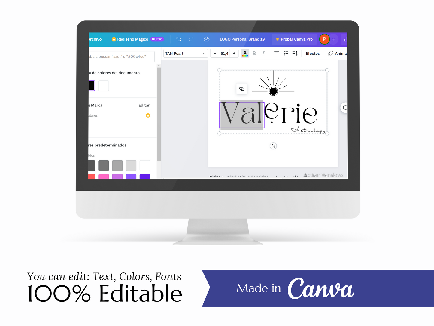 NATHALIE | Astrology & Mystic Logo Kit | DIY Black & White Canva Template, Elegant Branding