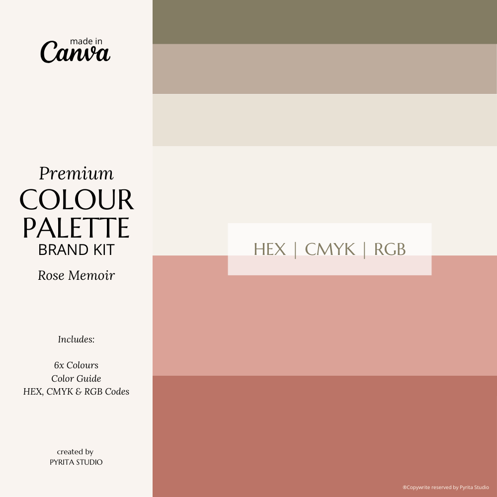 Rose Memoir | Romantic Canva Brand Palette with Hex Codes