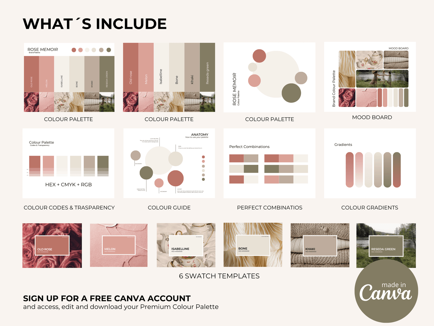 Rose Memoir | Romantic Canva Brand Palette with Hex Codes