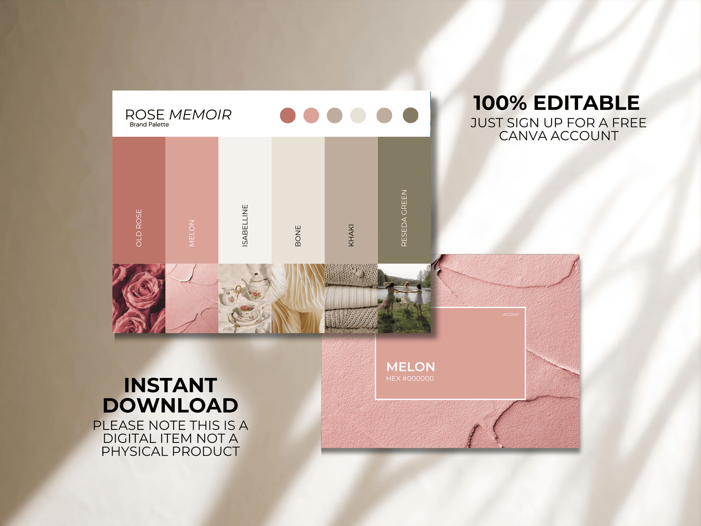 Rose Memoir | Romantic Canva Brand Palette with Hex Codes
