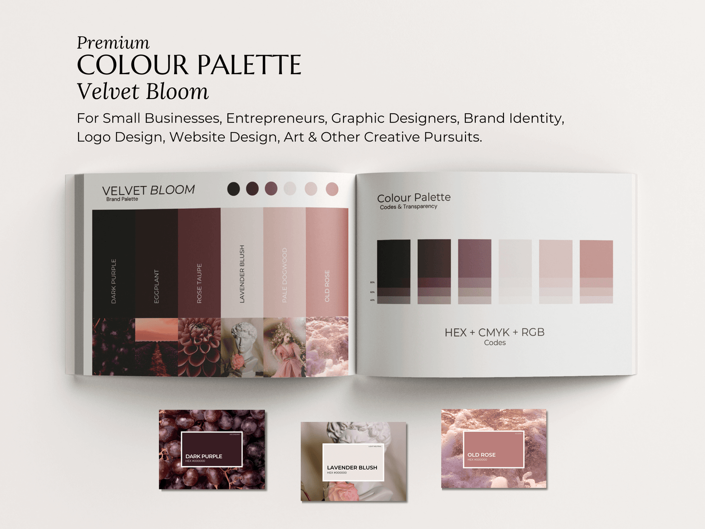 Velvet Bloom | Premium Brand Palette | Editable Canva Template with Hex Codes | Pink + Purple Vintage Colour Palette