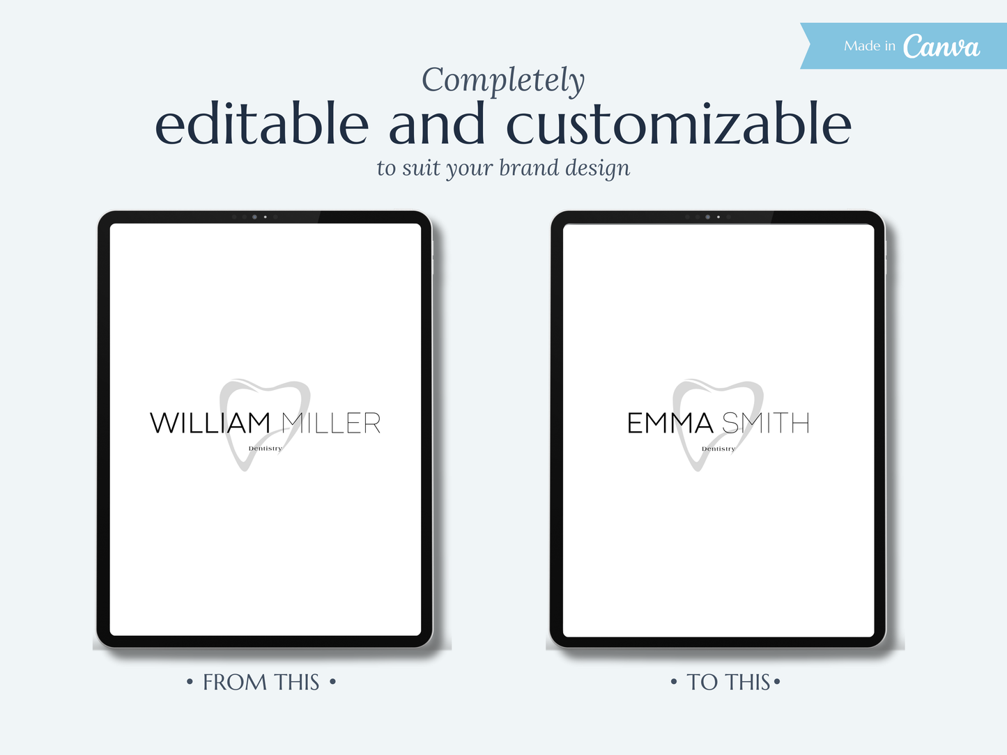 WILLIAM | Dentistry Logo Kit | DIY Black & White Canva Template, Professional Branding Package