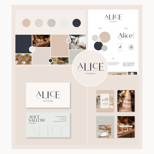ALICE | EVENT - WEDDING PLANNER | Editable Personal Branding Kit | Canva Templates - Logos, Brand Board, Business Card, Email Signature, Social Media Kit