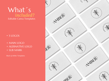 AMBER | Bakery Logo Kit | DIY Canva Design Template, Black & White Elegant Branding