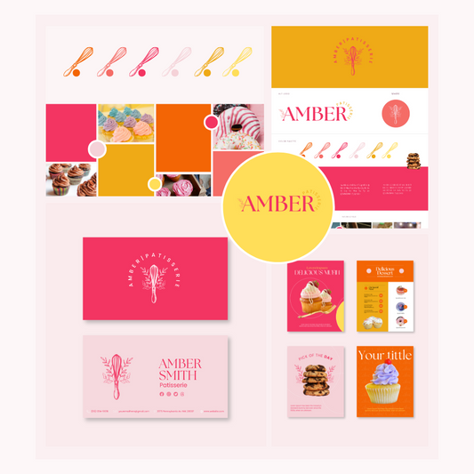 AMBER | BAKER - CHEF | Editable Personal Branding Kit | Canva Templates - Logos, Brand Board, Business Card, Email Signature, Social Media Kit