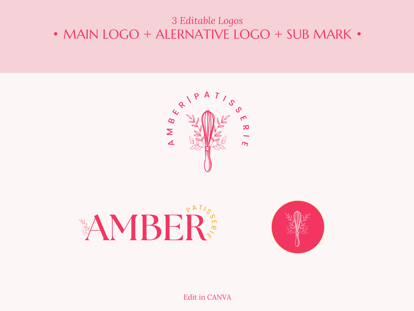 AMBER | BAKER - CHEF | Editable Personal Branding Kit | Canva Templates - Logos, Brand Board, Business Card, Email Signature, Social Media Kit
