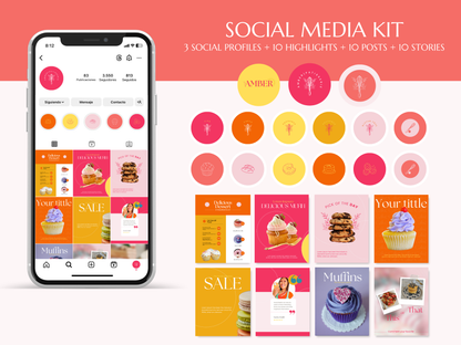 AMBER | BAKER - CHEF | Editable Personal Branding Kit | Canva Templates - Logos, Brand Board, Business Card, Email Signature, Social Media Kit
