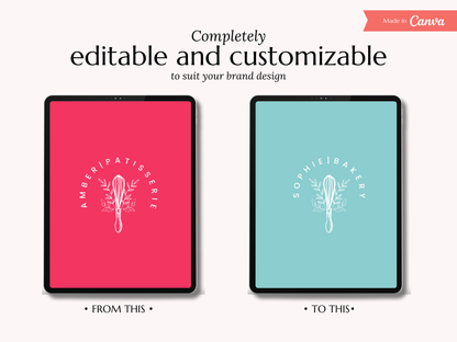 AMBER | BAKER - CHEF | Editable Personal Branding Kit | Canva Templates - Logos, Brand Board, Business Card, Email Signature, Social Media Kit