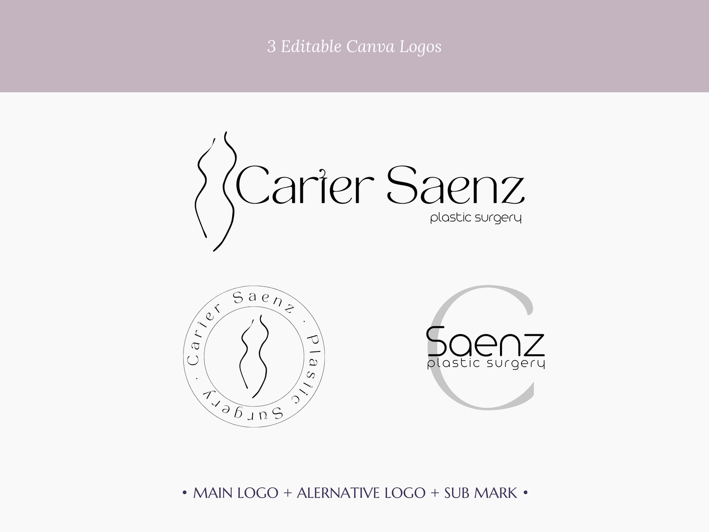 CARTER | Beauty Logo Kit | DIY Black & White Canva Template, Elegant Branding Package