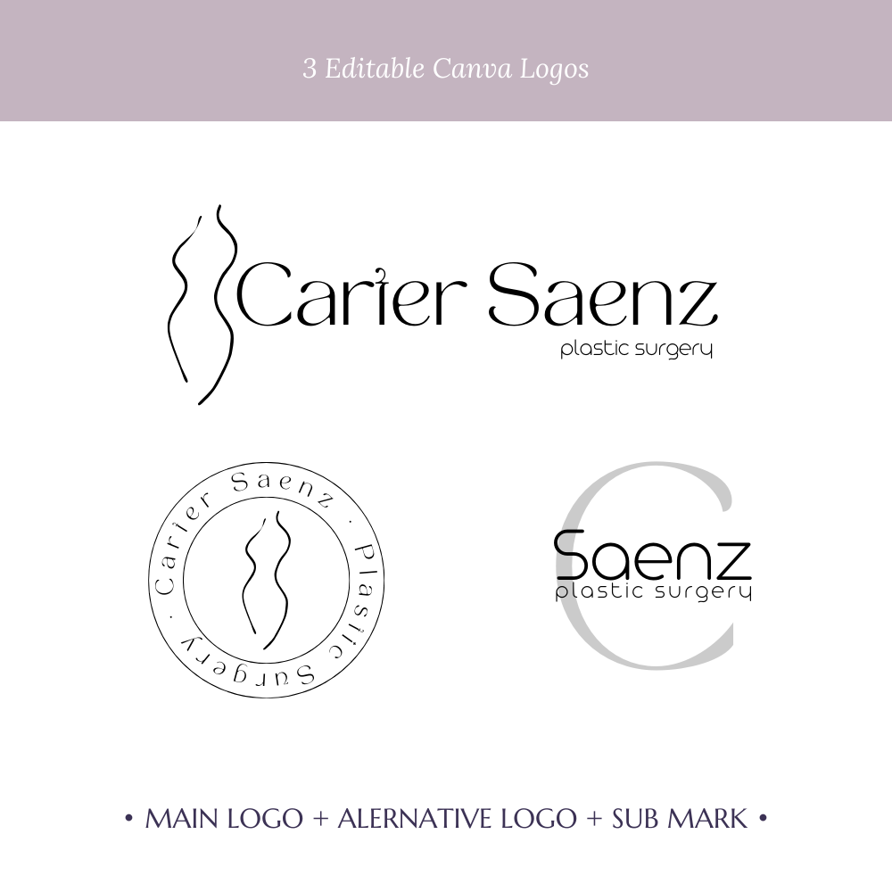 CARTER | Beauty Logo Kit | DIY Black & White Canva Template, Elegant Branding Package