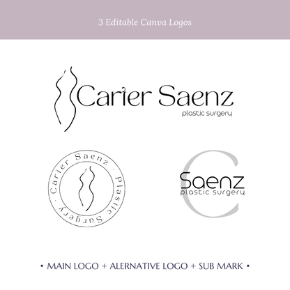 CARTER | Beauty Logo Kit | DIY Black & White Canva Template, Elegant Branding Package