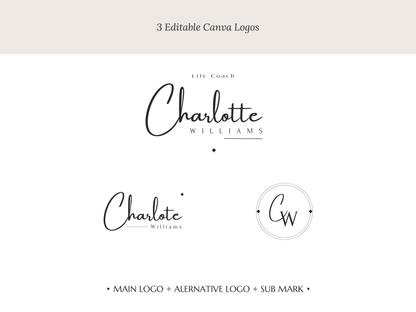 CHARLOTTE | Coach & Expert Logo Kit | DIY Canva Template, Elegant Black & White Design
