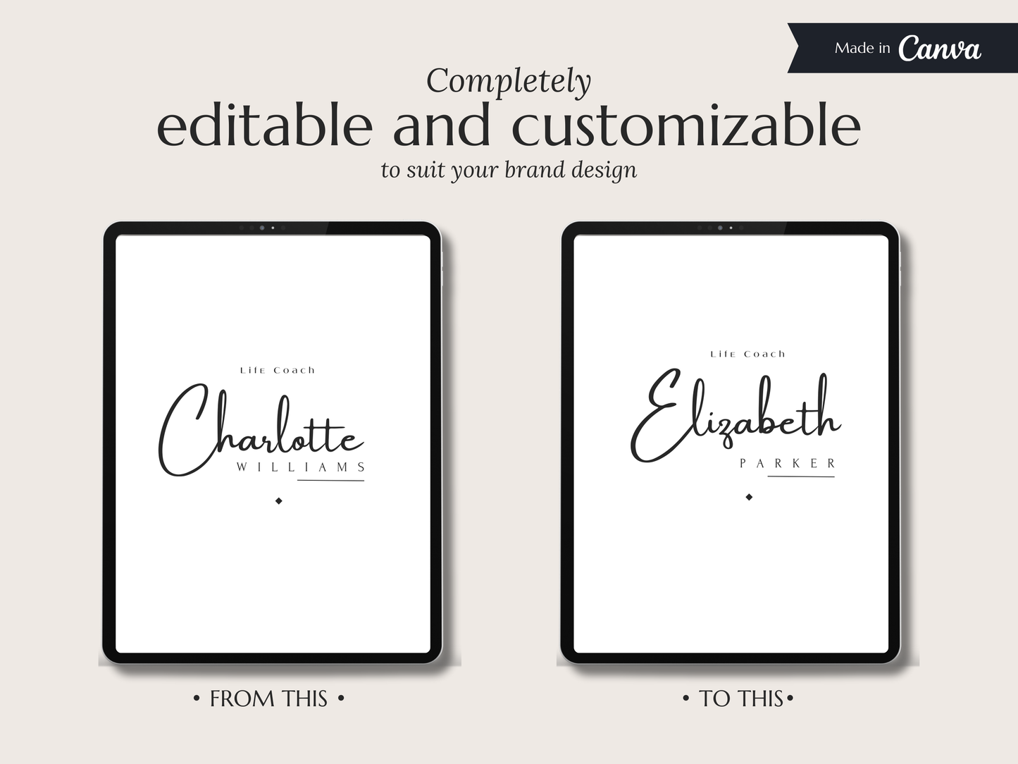 CHARLOTTE | Coach & Expert Logo Kit | DIY Canva Template, Elegant Black & White Design