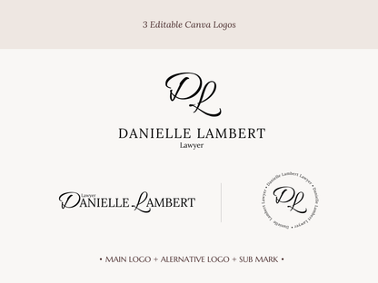 DANIELLE | Lawyer Logo Kit | DIY Black & White Canva Branding Package