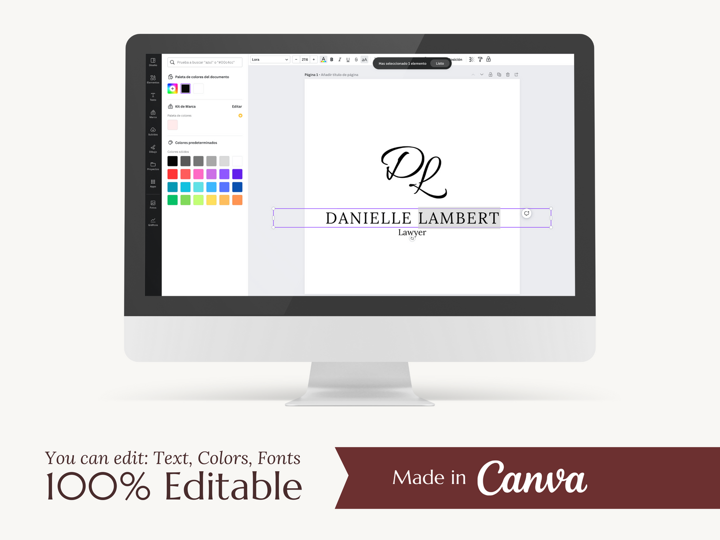 DANIELLE | Lawyer Logo Kit | DIY Black & White Canva Branding Package