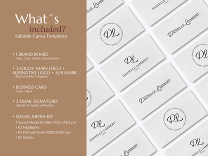 DANIELLE | LAWYER | Editable Personal Branding Kit | Canva Templates - Logos, Brand Board, Business Card, Email Signature, Social Media Kit