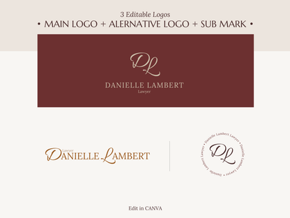 DANIELLE | LAWYER | Editable Personal Branding Kit | Canva Templates - Logos, Brand Board, Business Card, Email Signature, Social Media Kit
