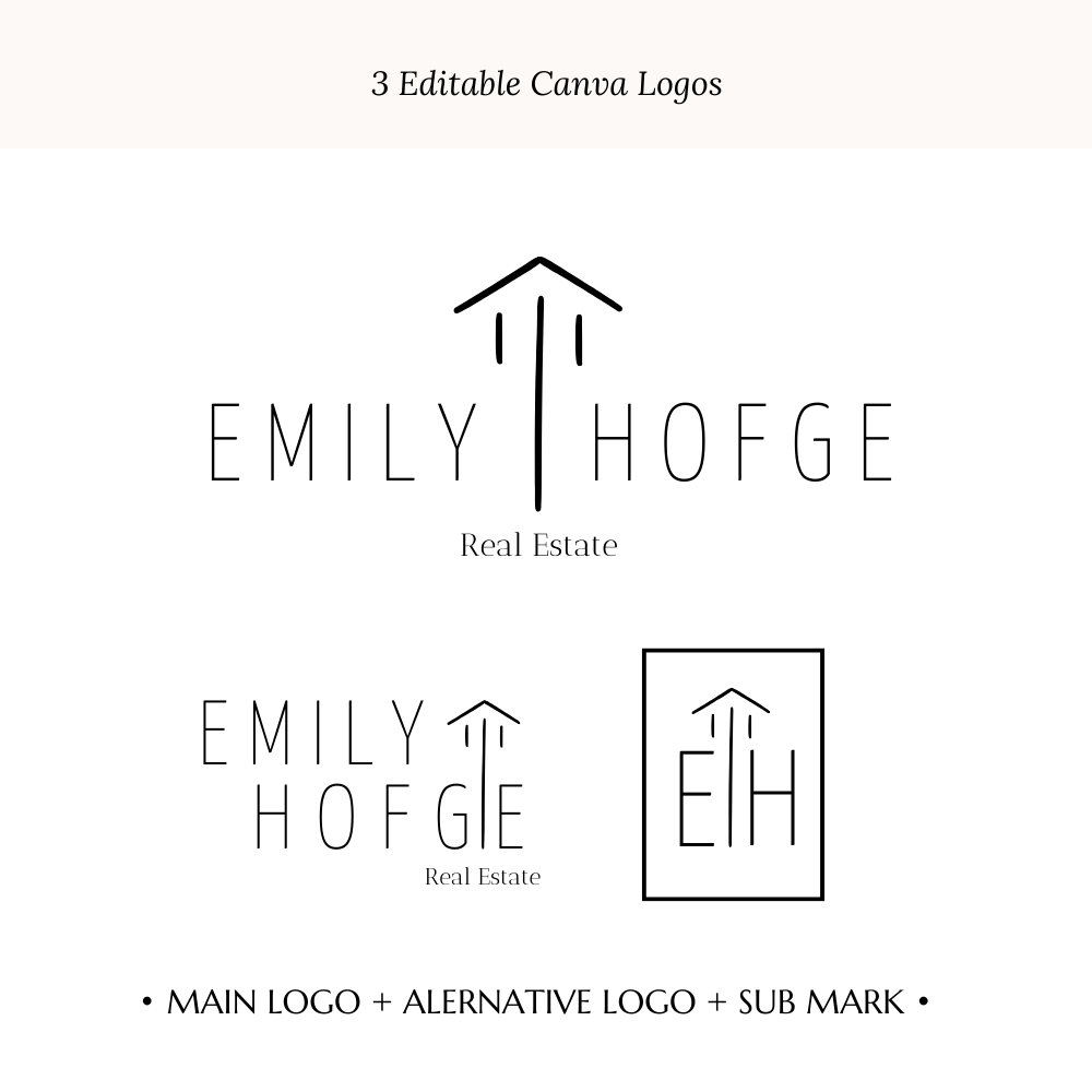 EMILY | Realtor, Architect & Interior Designer Logo Kit | DIY Black & White Canva Template