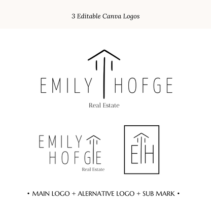 EMILY | Realtor, Architect & Interior Designer Logo Kit | DIY Black & White Canva Template