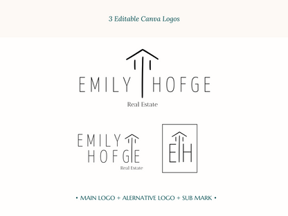 EMILY | Realtor, Architect & Interior Designer Logo Kit | DIY Black & White Canva Template