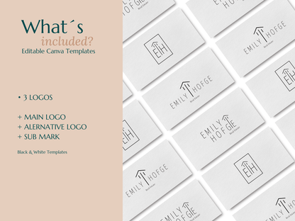 EMILY | Realtor, Architect & Interior Designer Logo Kit | DIY Black & White Canva Template