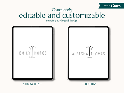 EMILY | Realtor, Architect & Interior Designer Logo Kit | DIY Black & White Canva Template