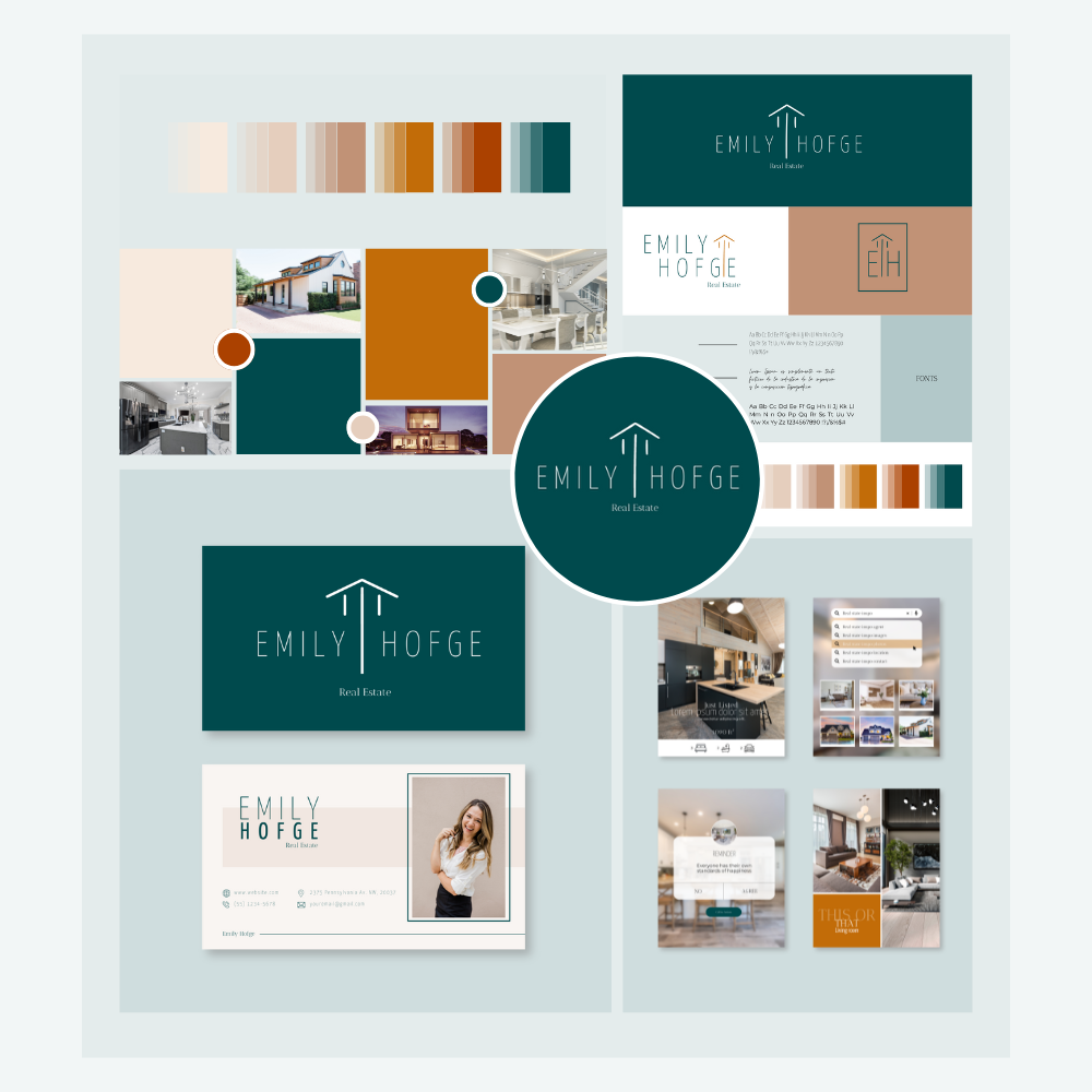 EMILY | REALTOR - REAL ESTATE - ARCHITECT - INTERIOR DESIGNER | DYI Personal Branding Kit | Canva Templates - Logos, Brand Board, Business Card, Email Signature, Social Media Kit