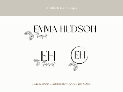 EMMA | Coach & Beauty Logo Kit | DIY Black & White Elegant Canva Template