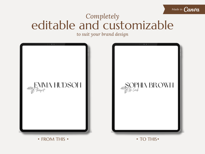 EMMA | Coach & Beauty Logo Kit | DIY Black & White Elegant Canva Template