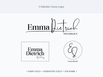 EMMA | Coach - Expert | DIY Logo Design Template, Editable Logo Package, Custom Logo for Business, Modern Logo Set, Black and White Logo Kit, Instant Download