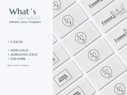 EMMA | Coach - Expert | DIY Logo Design Template, Editable Logo Package, Custom Logo for Business, Modern Logo Set, Black and White Logo Kit, Instant Download