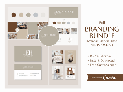 EMMA | THERAPIST - COACH - BEAUTY | DYI Full Personal Branding Kit | Canva Templates - Logos, Brand Board, Business Card, Email Signature, Social Media Kit