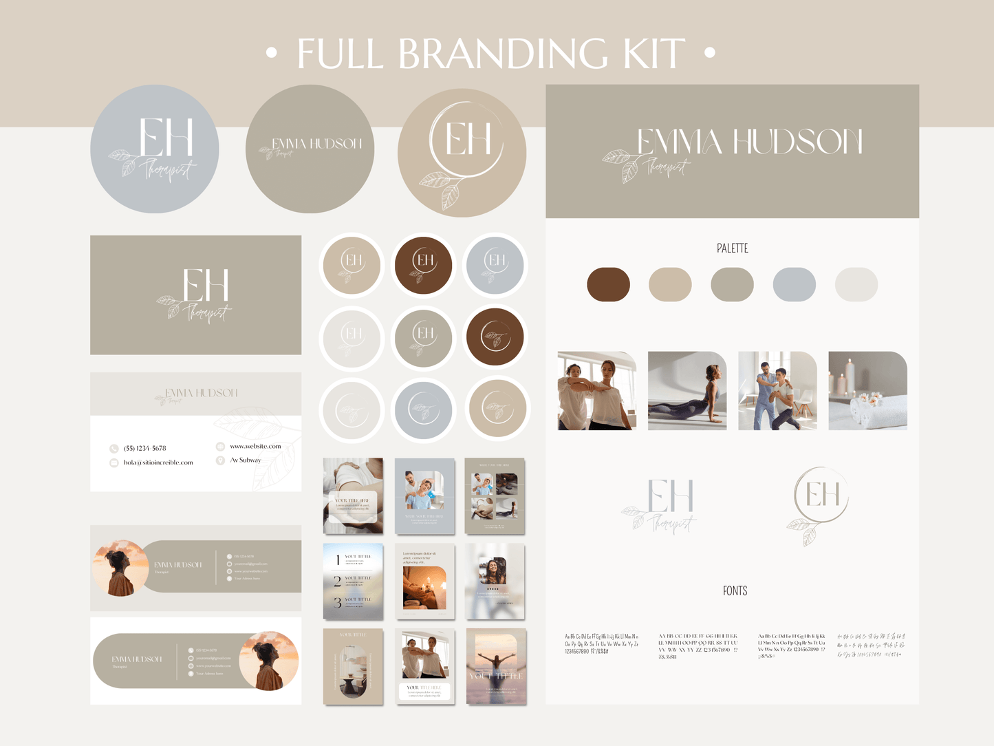 EMMA | THERAPIST - COACH - BEAUTY | DYI Full Personal Branding Kit | Canva Templates - Logos, Brand Board, Business Card, Email Signature, Social Media Kit