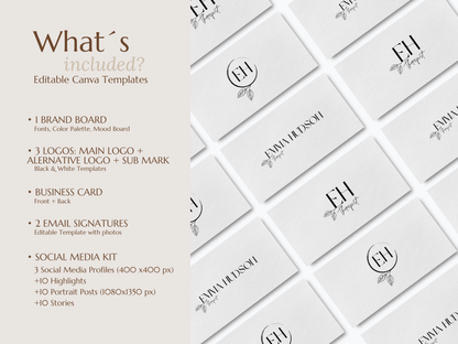 EMMA | THERAPIST - COACH - BEAUTY | DYI Full Personal Branding Kit | Canva Templates - Logos, Brand Board, Business Card, Email Signature, Social Media Kit