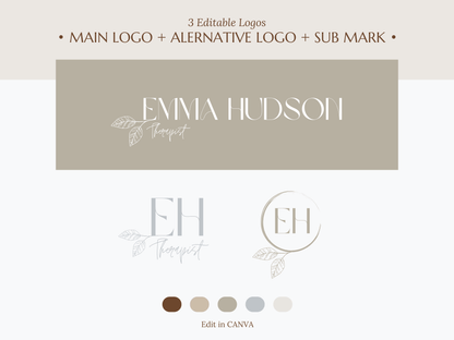 EMMA | THERAPIST - COACH - BEAUTY | DYI Full Personal Branding Kit | Canva Templates - Logos, Brand Board, Business Card, Email Signature, Social Media Kit