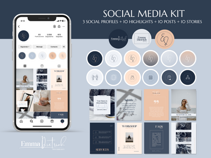 EMMA | COACH EXPERT | DYI Profesional Branding Kit | Canva Templates - Logos, Brand Board, Business Card, Email Signature, Social Media Kit