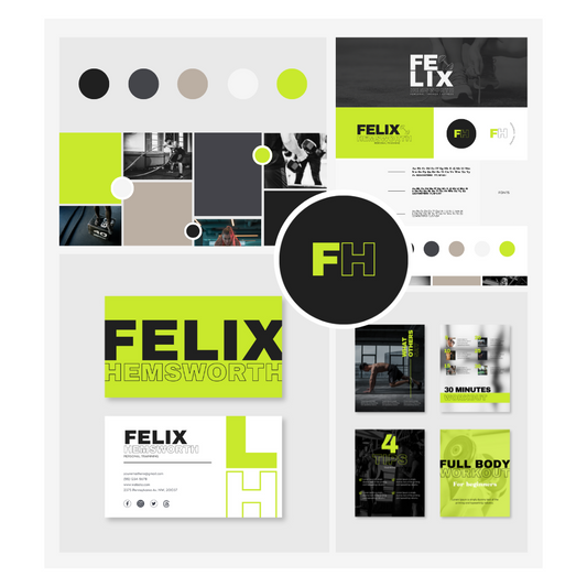 FELIX | TRAINER - FITNESS | Editable Personal Branding Kit | Canva Templates - Logos, Brand Board, Business Card, Email Signature, Social Media Kit