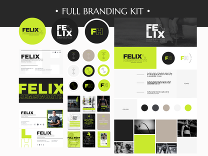 FELIX | TRAINER - FITNESS | Editable Personal Branding Kit | Canva Templates - Logos, Brand Board, Business Card, Email Signature, Social Media Kit