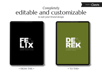 FELIX | TRAINER - FITNESS | Editable Personal Branding Kit | Canva Templates - Logos, Brand Board, Business Card, Email Signature, Social Media Kit