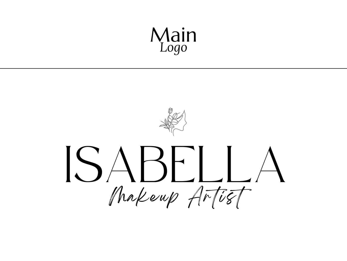 ISABELLA | Beauty & Makeup Artist Logo Kit | DIY Black & White Canva Template, Modern Branding Design